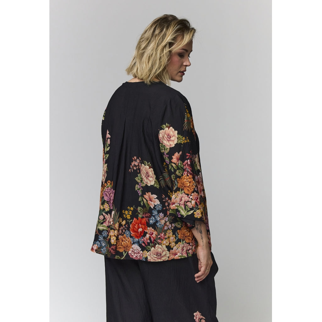 Gozzip Woman GElse-Marie Blouse Blouse Black with rose fall board