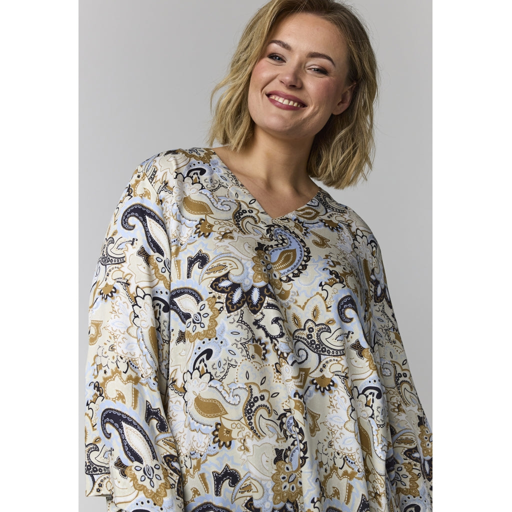 Gozzip Woman GElse-Marie Blouse Blouse Sand with blue print
