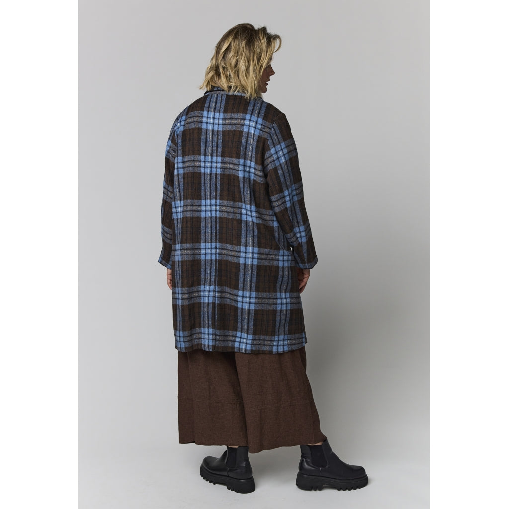 Gozzip Woman GHuld Coat Coat Blue brown checks