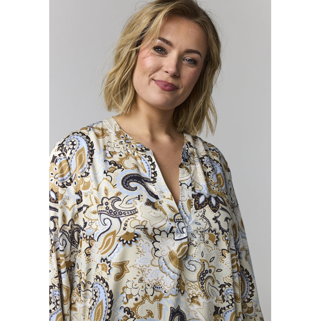 Gozzip Woman GValdis Dress Dress Sand with blue print