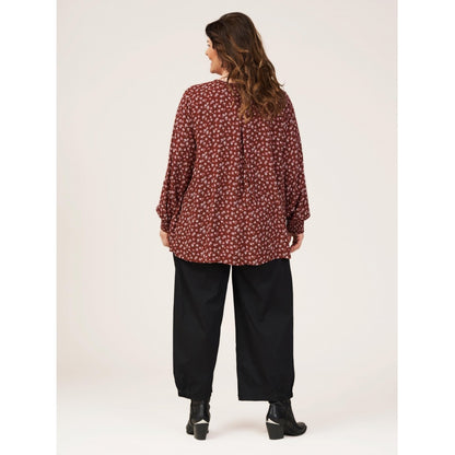 Gozzip Woman Bertha Shirt Blouse Shirt Blouse Bordeaux Printed