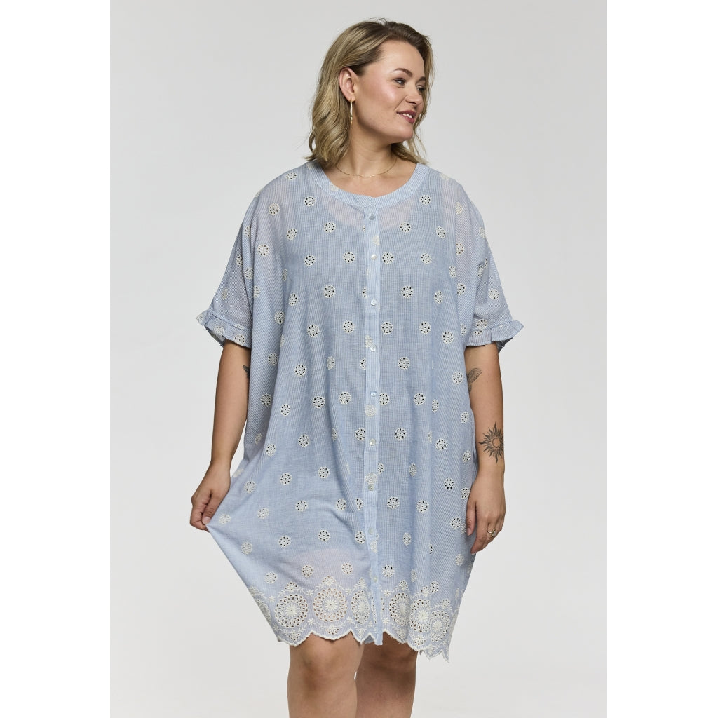 Gozzip Woman Charlotte Oversize shirt Tunic Oversize shirt tunic Blue/Off-White Strip
