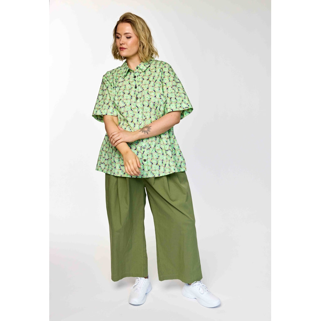 Gozzip Woman GAgaton Blouse Blouse Green Print