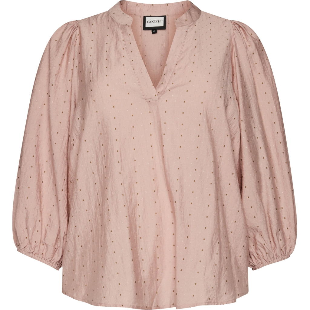 Gozzip Woman GAmaris Blouse Blouse Rose with brown and silver dots
