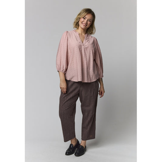 Gozzip Woman GAmaris Blouse Blouse Rose with brown and silver dots