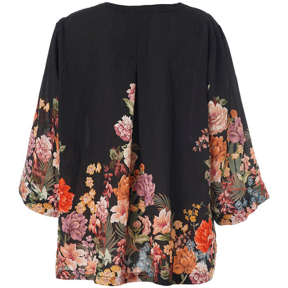 Gozzip Woman GElse-Marie Blouse Blouse Black with rose fall board