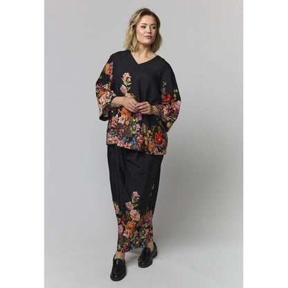 Gozzip Woman GElse-Marie Blouse Blouse Black with rose fall board