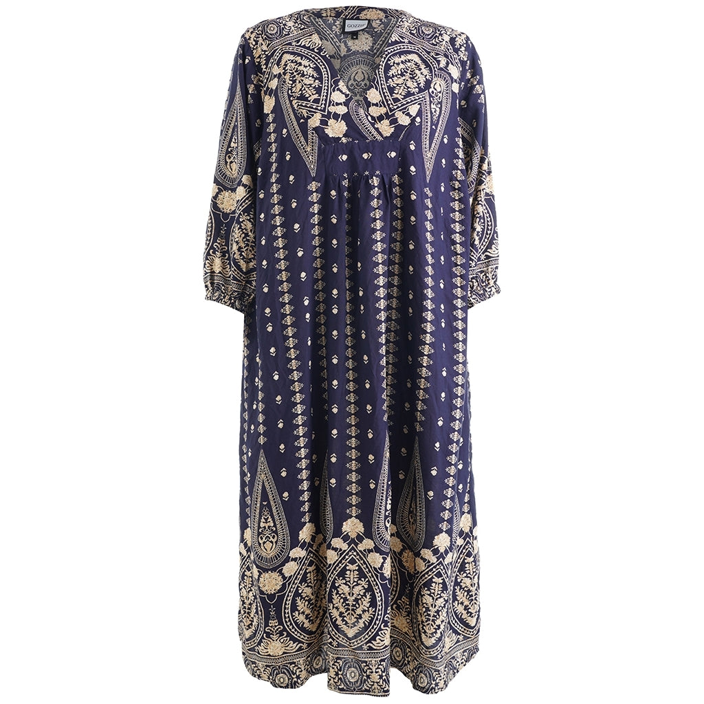 Gozzip Woman GElse Dress Dress Blue board print