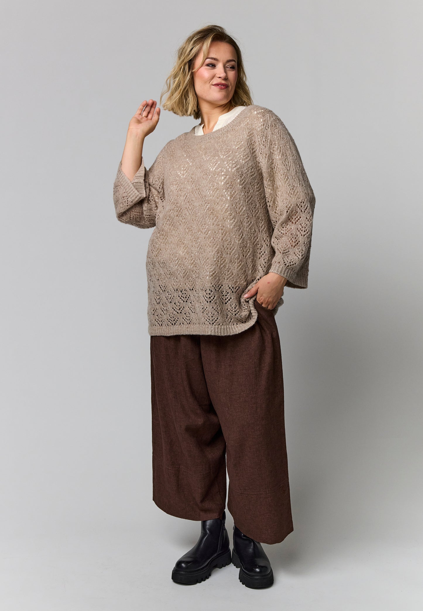 Gozzip Woman GElva knit blouse Blouse Sand