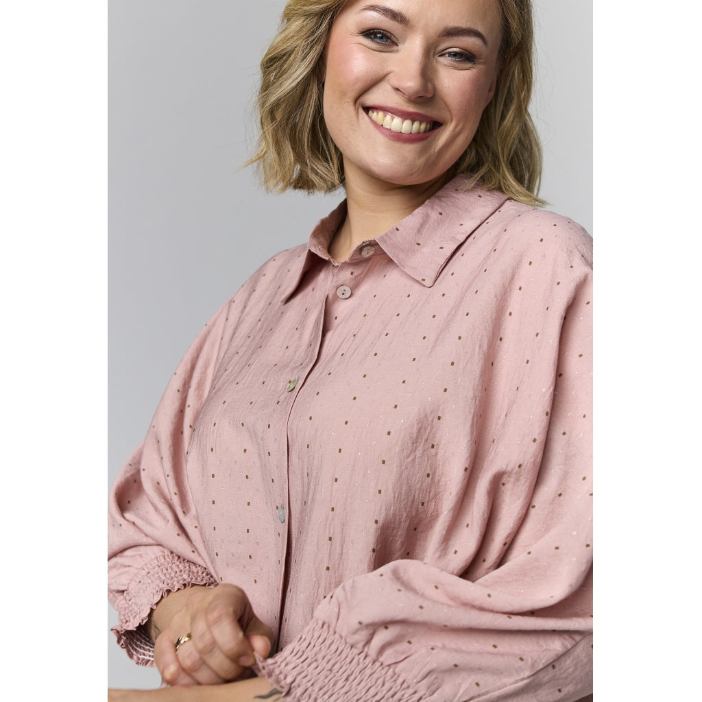 Gozzip Woman GGerda Oversize shirt Tunic Oversize shirt tunic Rose with brown and silver dots