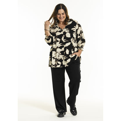 Gozzip Woman GGhita Blouse Blouse Black with offwhite flower
