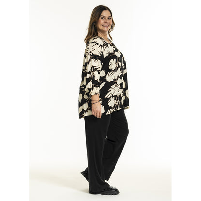 Gozzip Woman GGhita Blouse Blouse Black with offwhite flower