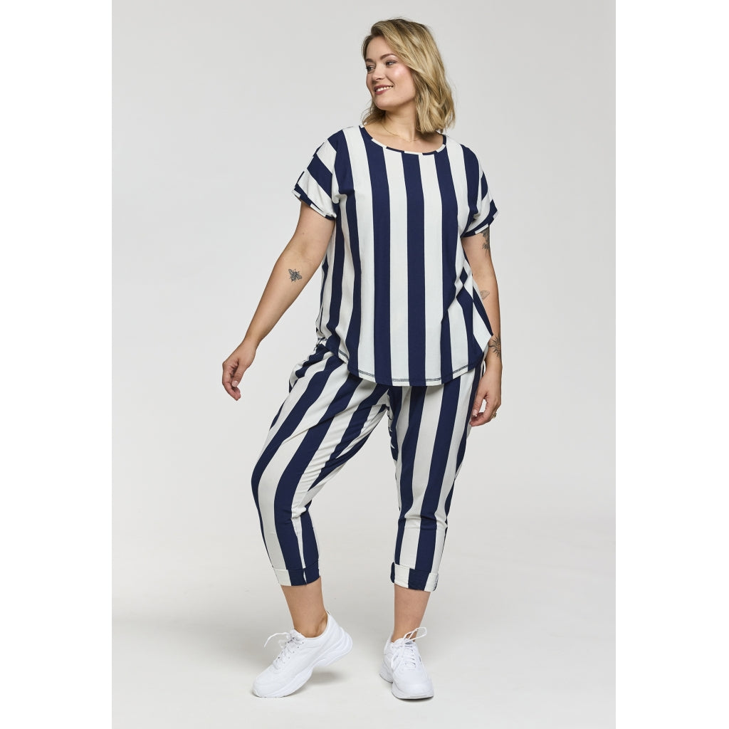 Gozzip Woman GGitte T-shirt striped T-Shirt White/Navy stripe