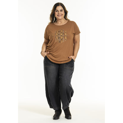 Gozzip Woman GGitte T-shirt with print T-Shirt Cognac
