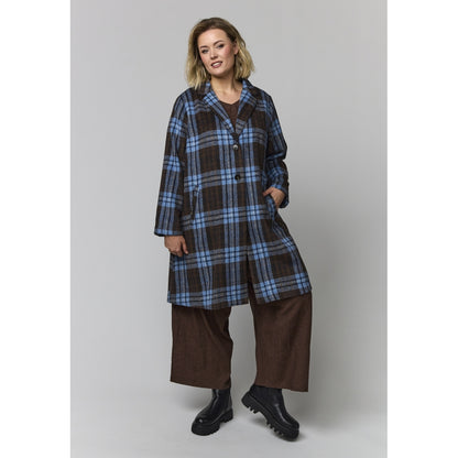 Gozzip Woman GHuld Coat Coat Blue brown checks