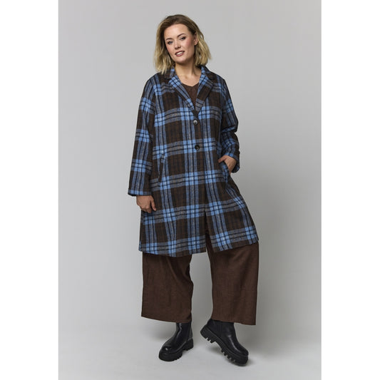 Gozzip Woman GHuld Coat Coat Blue brown checks
