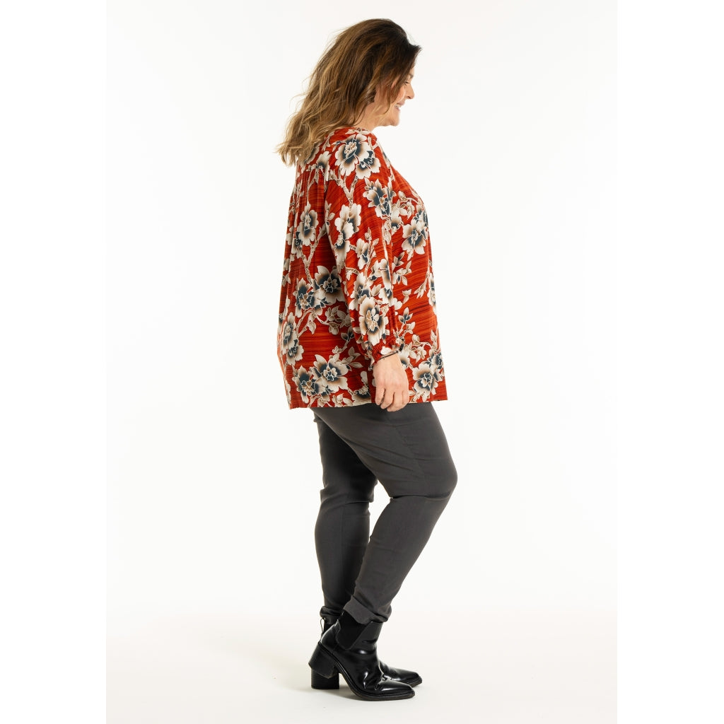Gozzip Woman GIben Blouse Blouse Pumpkin Flower