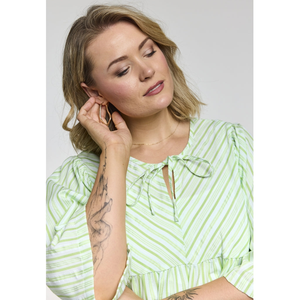 Gozzip Woman GLexi Short Dress Short dress white with green stripe