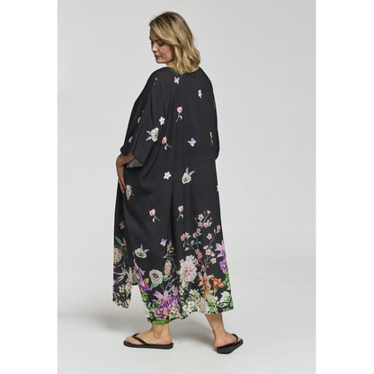Gozzip Woman GLia Oversize Dress Oversize Dress Black with flower