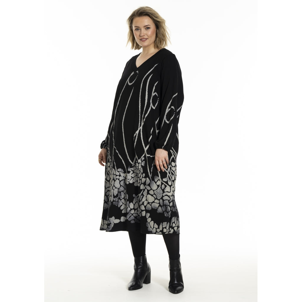 Gozzip Woman GMalene Dress Dress Black with border print