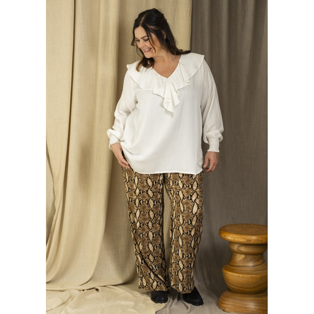 Gozzip Woman GMargrethe Loose Pants Loose Pant Snake Print Brown