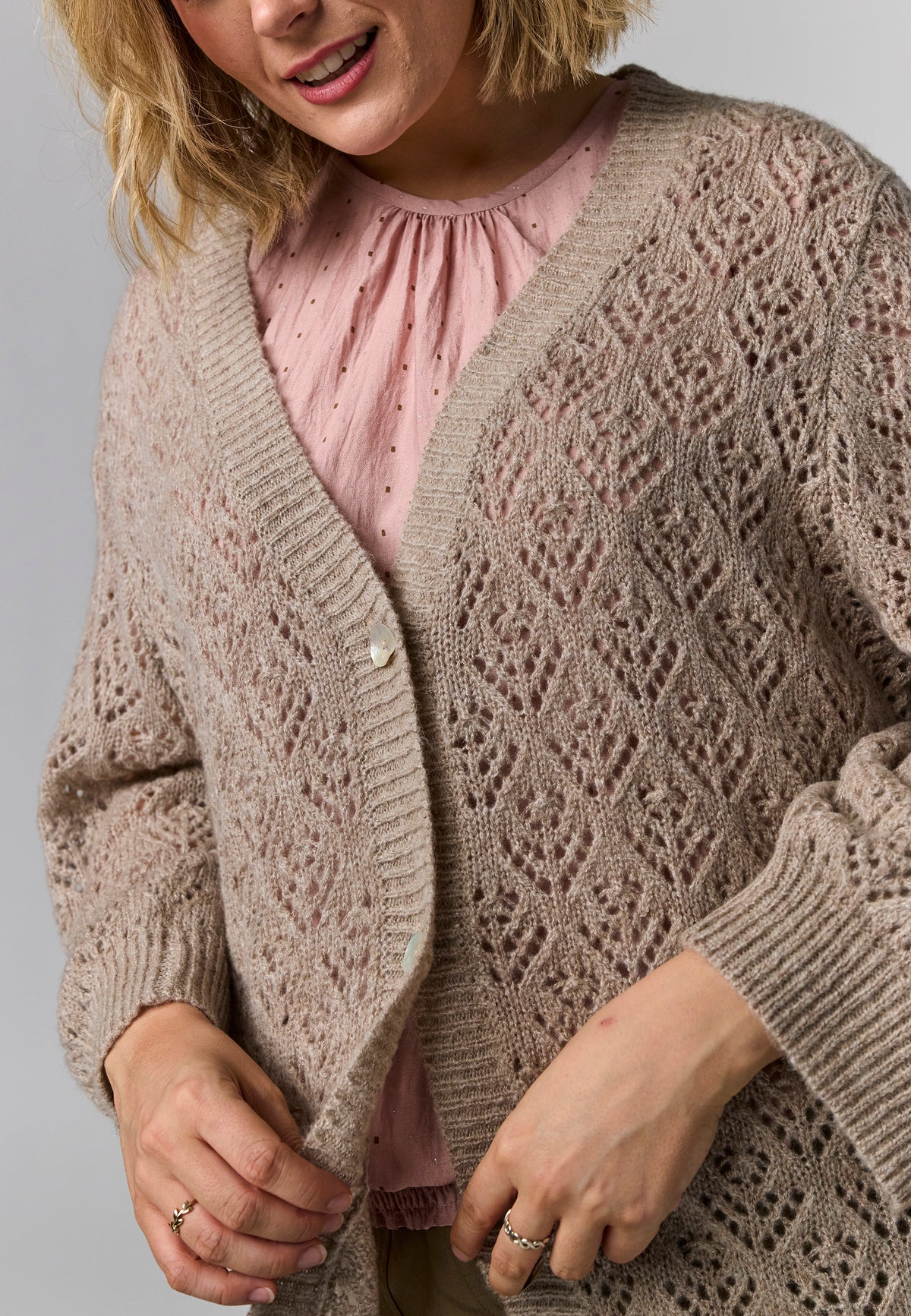 Gozzip Woman GVilda knit cardigan Cardigan Sand