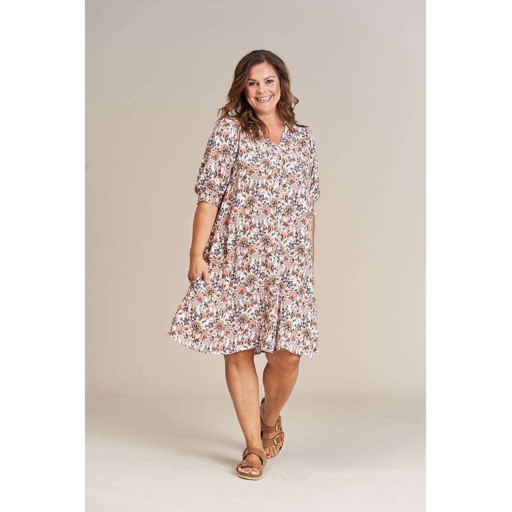 Gozzip Woman Jenny Shirt Tunic Shirt Tunic Dusty peach print